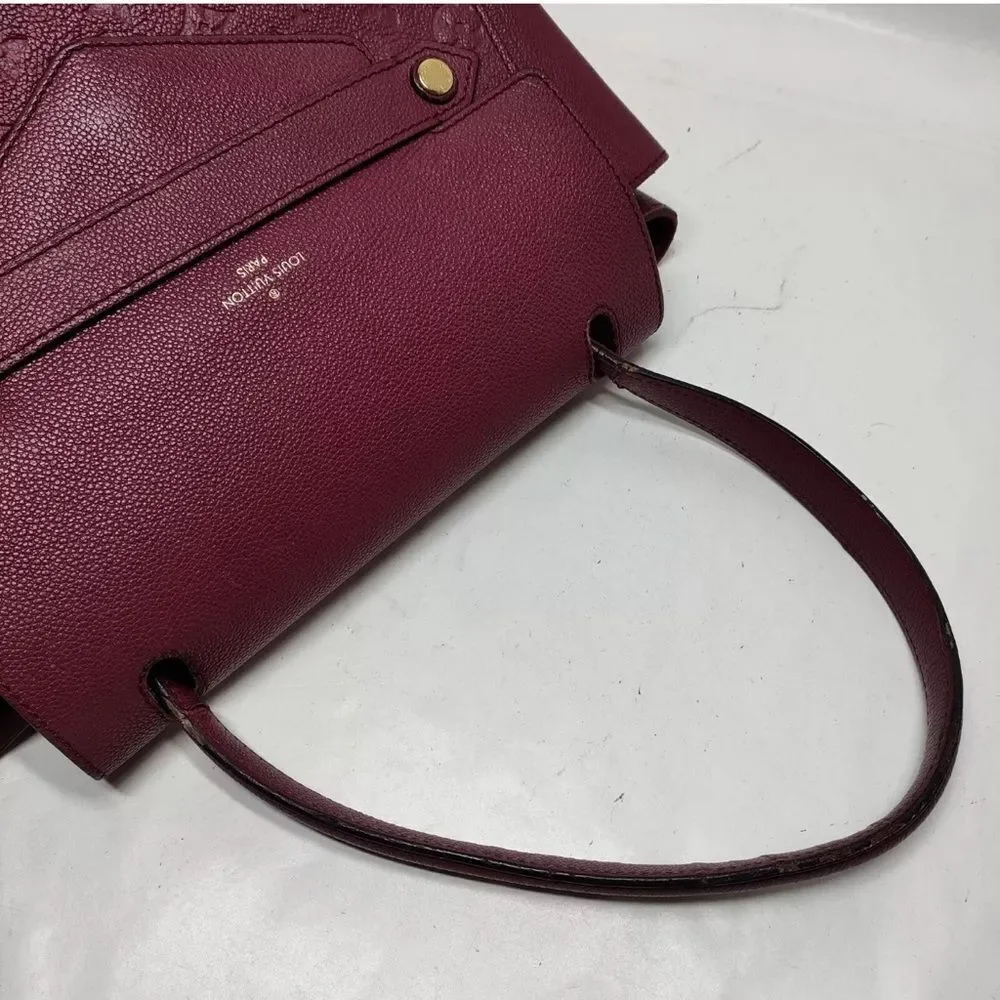 Auth Louis Vuitton Burgundy Monogram Empreinte Leather Trocadero Shoulder Bag NM